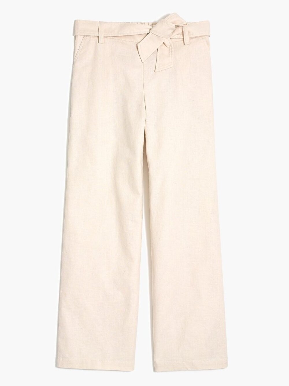 J.Crew Beige Tie Front Wide Leg Crop Linen Cotton Pants Size 10 NWT